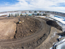 An aerial view of the building site on March 11, 2015.