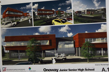 Rendering of the exterior of the new high school.
