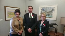 From left to right: Dorothy Carlson of Cherhill, the Honourable Oneil Carlier, Minister of Agriculture and MLA for Whitecourt-Ste. Anne and Sherry Howey of Valleyview.